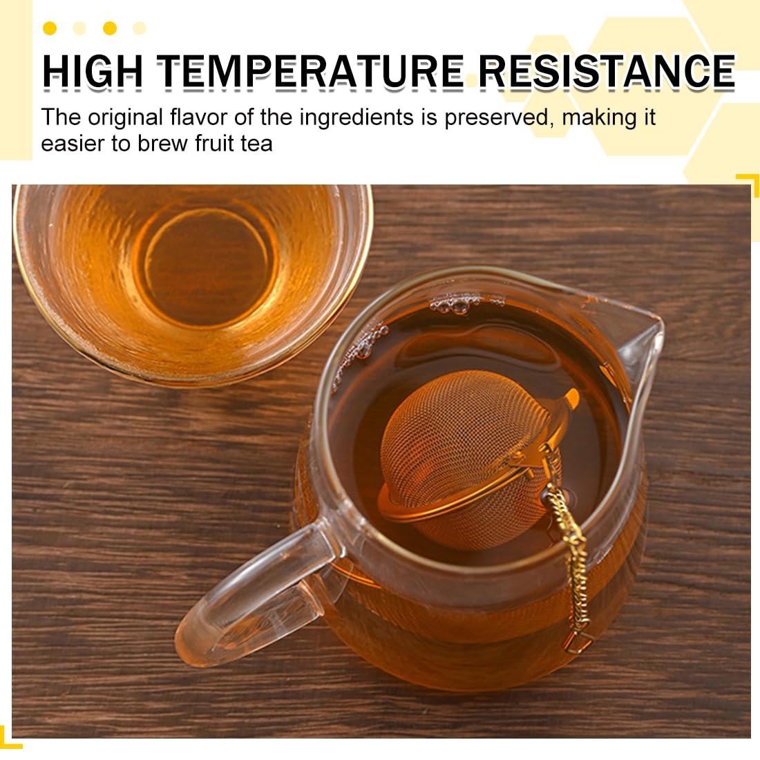 2 Unidades Bolas Infusoras Doradas de Acero Inoxidable 304, Colador de Té con Cadena para Té en Hojas y Especias, Diámetro 4.5 cm