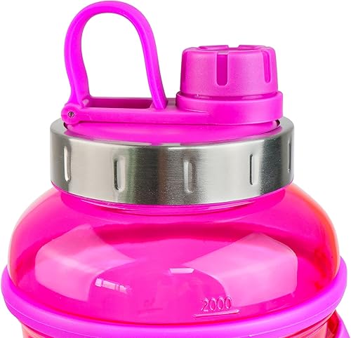 Miniatura 10 de Botella de agua deportiva de 70 onzas con tapa giratoria, botella transparente a prueba de fugas, botella de medio galón