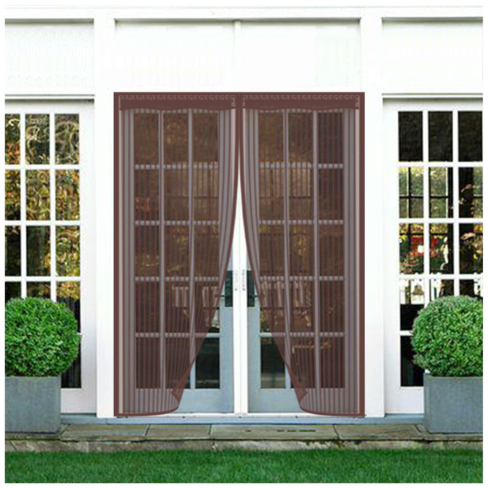 Magnet Fliegengitter Tür 220x225 Cm – Automatisch Schließend, Grau, Für Balkon-, Terrassen- & Kellertüren, Einfach Zu Installieren