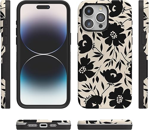 Vista 634 de Casely Funda para iPhone 15 Pro Jardín Secreto Flores mixtas Funda atrevida Compatible con MagSafe y botón de acción Jardín Secreto Floral