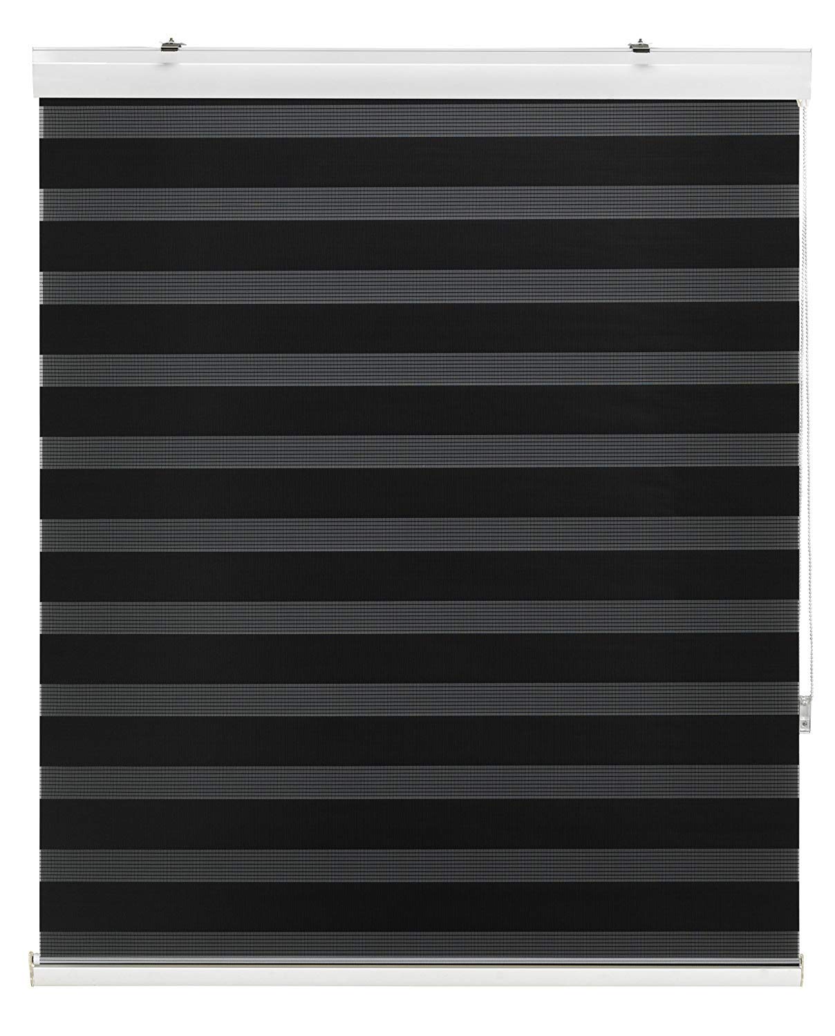 Estoralis Sansa | Estor Enrollable Noche y Día Diseño Moderno | Doble Tejido | Color Negro | 170 x 180 cm (Ancho/Alto) Tamaño Tela 167 x 175 cm | Estores para Ventanas y Puertas