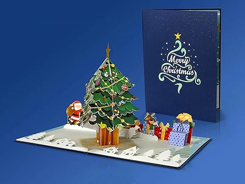 Miniatura 2 de CUTPOPUP - Tarjeta de felicitación navideña 3D con texto en inglés Merry Christmas (árbol de Navidad)