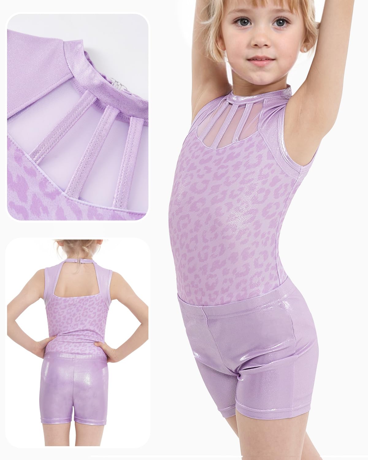 JiAmy Mädchen Gymnastikanzug, Glitzernde Mädchen Turnanzug Gymnastik Outfit Einzigartiges Design Armellos Gymnastikanzug 3-12 Jahre