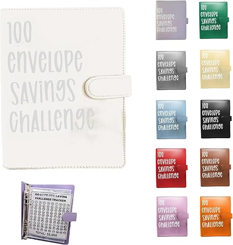 Carpeta de desafío de 100 sobres  Desafío de ahorro de sobres  Carpeta de desafío de sobre, manera fácil y divertida de ahorrar $5,050, carpeta de