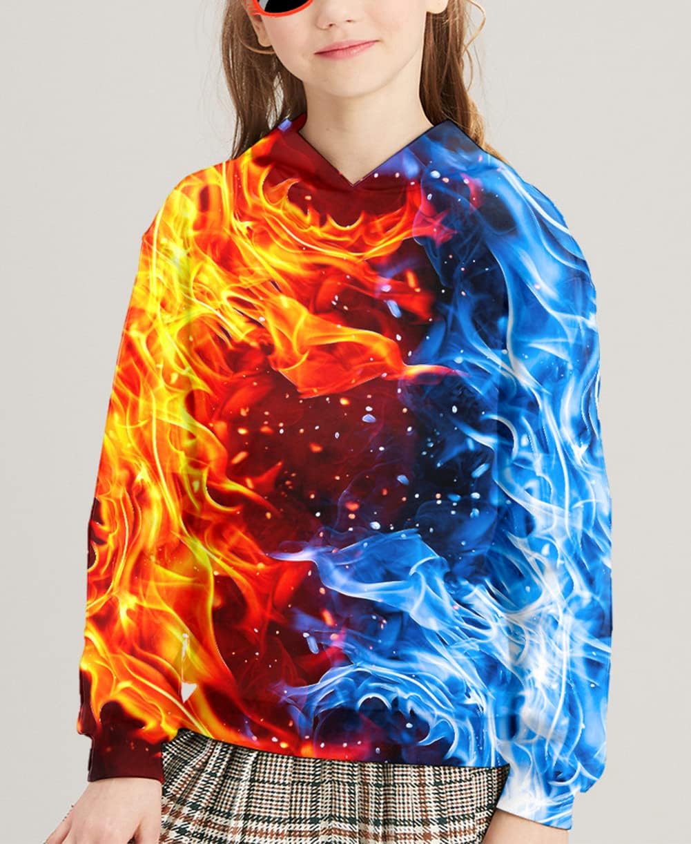 Hgvoetty Unisex Boys Girls Hoodies 3D Printed Hooded Sweatshirts for Kids Pullovers with Pockets 6-15 Years