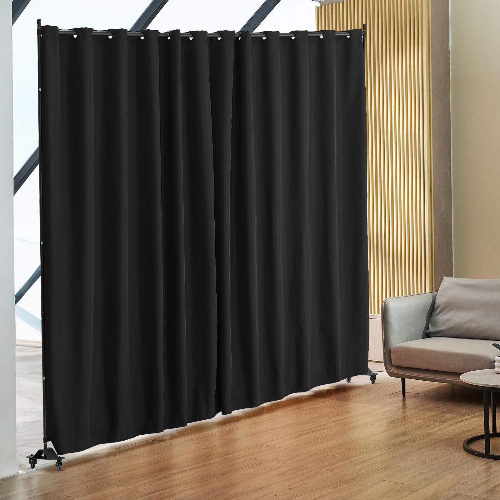 VEVOR Cloison de séparation en Tissu, séparateur de pièce Portable avec roulettes, paravent de confidentialité autoportant intérieur pour Bureau, Chambre, Salle à Manger, Maison, 308,5x245,5 cm, Noir