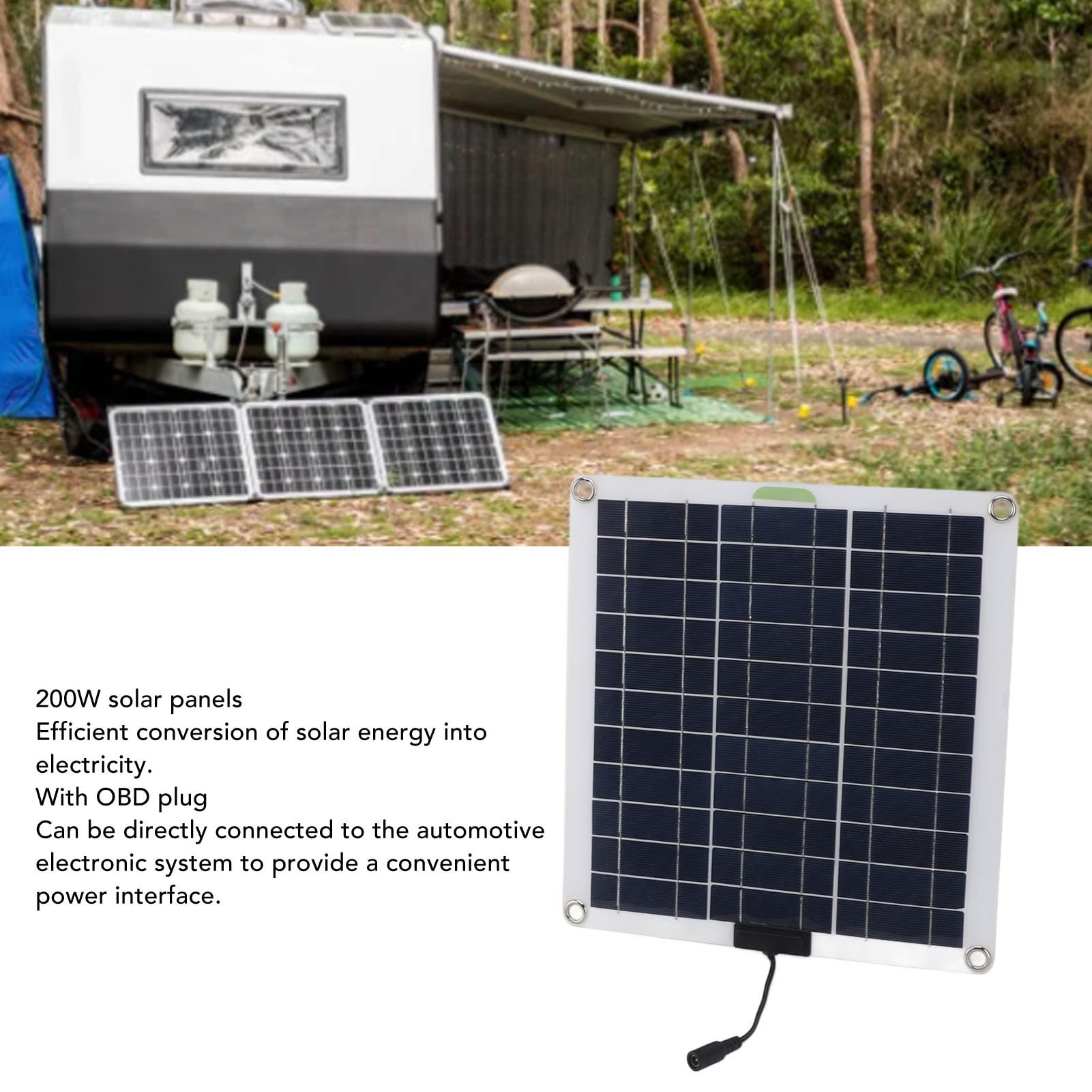 KUIDAMOS Kit de Cargador Solar de Goteo de 200 W, Mantenedor de Batería Monocristalino Duradero para Viajes y Actividades Al Aire Libre