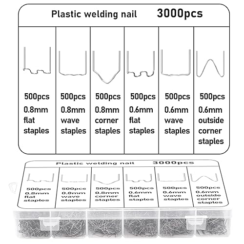 Miniatura 3 de 3000 grapas de soldadura de plástico con caja de almacenamiento, 6 formas diferentes grapas calientes para reparar todos los parachoques del