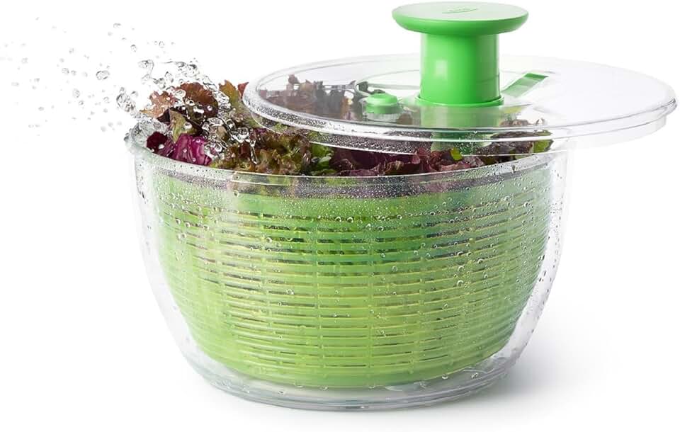OXO Good Grips Salad Spinner - Large, Green Lettuce & Fruit Washer, BPA-Free, Easy One-Hand Pump