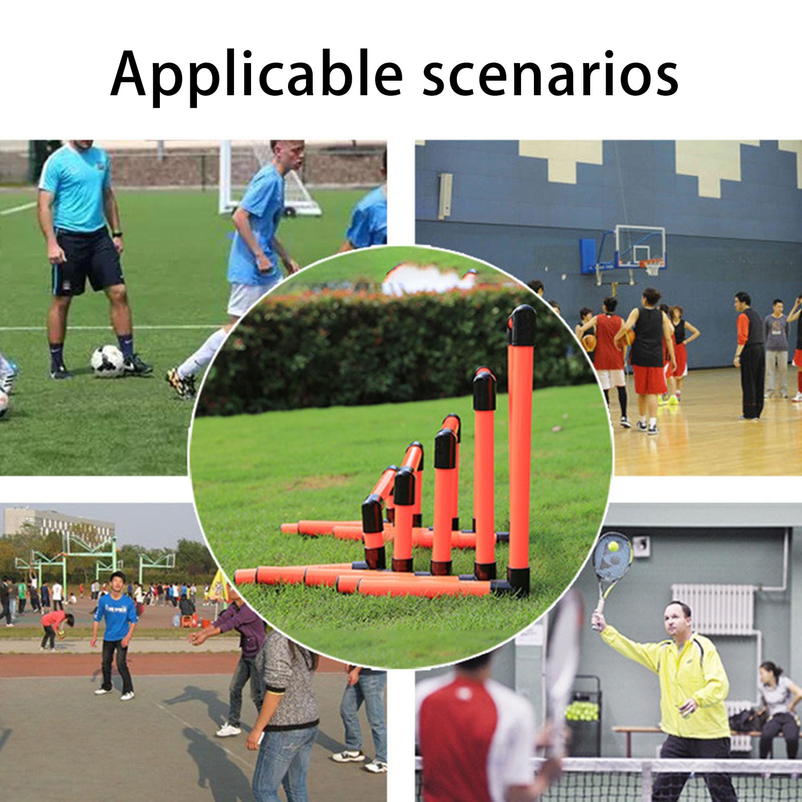 Tragbare Hürden-Trainingsausrüstung, Fußball-Trainings-Hindernisbarriere, 5 Stück, verschiedene Höhen für Kinder, Kunststoff-Hürden für Fußball, Beweglichkeit, Workout, Leichtathletik-Training