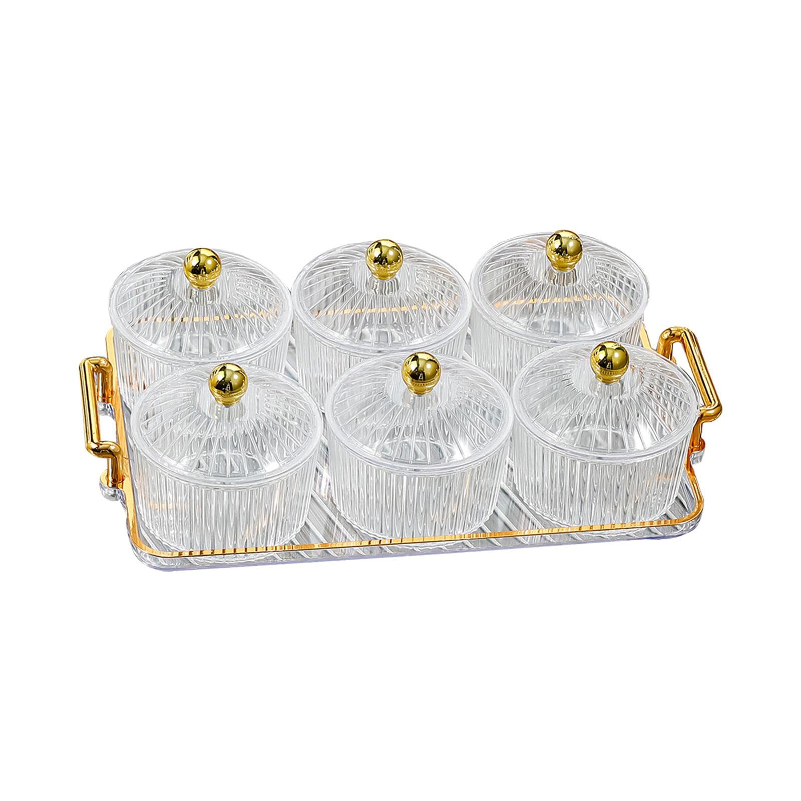 LOVIVER Nordic Caddy Servierplatte, Tablett mit getrockneten Früchten, Dessert-Trennplatte, Servierplatte für Obst-Snacks für Partys, Zuhause, Schließe 6 Schalen ab