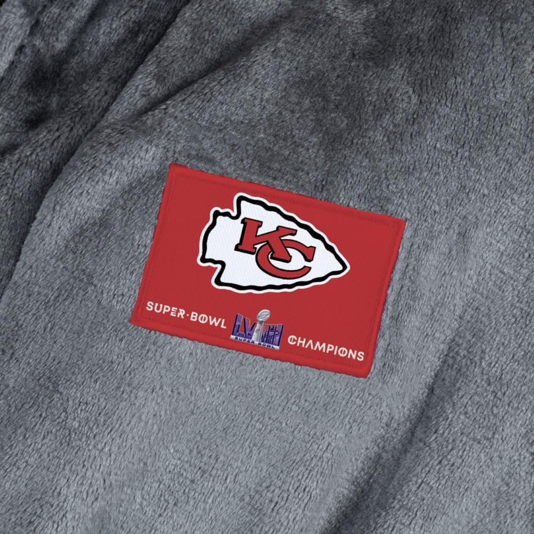 Northwest NFL Kansas City Chiefs Super Bowl LVIII Champions Silk Touch Bath Robe, Large/X-Large, Luminary Champs