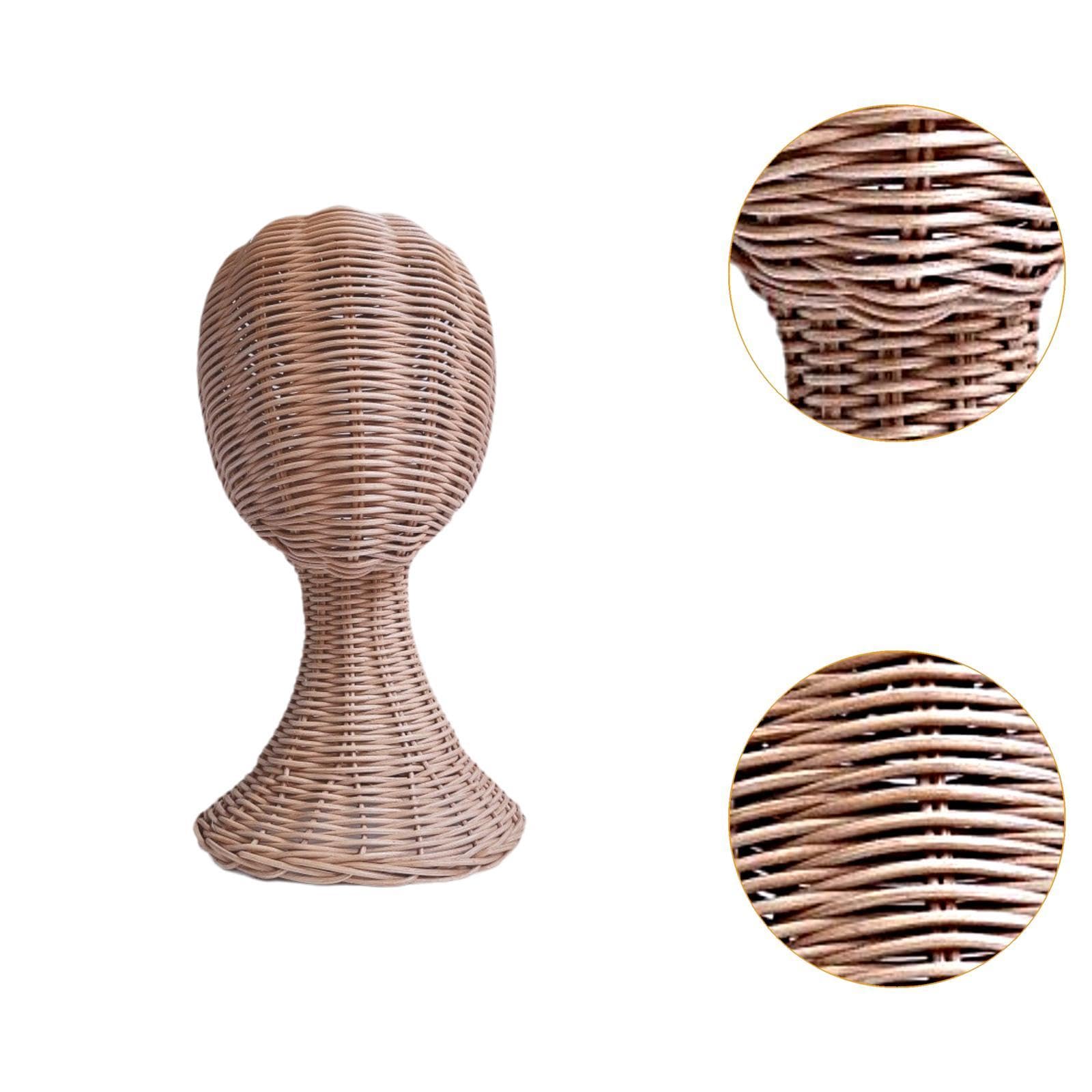 perfk Supporto per parrucca con supporto per testa di manichino, modello di visualizzazione per parrucche in rattan professionale alla moda, porta cappelli,
