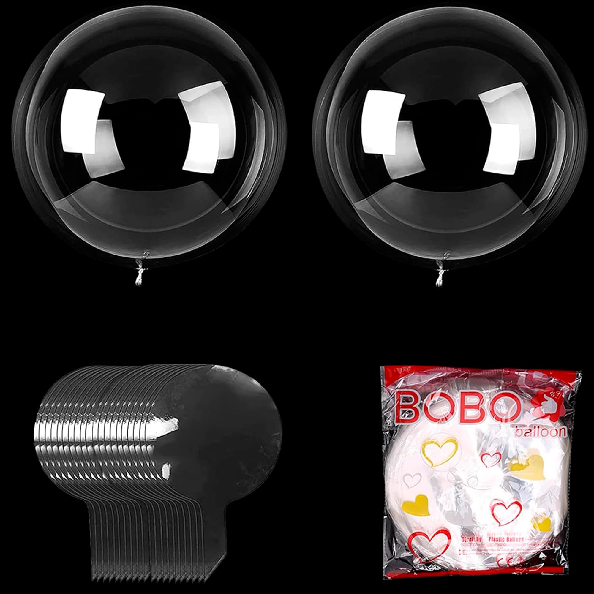 18 Pcs 24 Inch Clear Bobo Balloons Transparent Bubble Fillable Balloons for DIY Wedding Anniversary Birthday Party Decorations