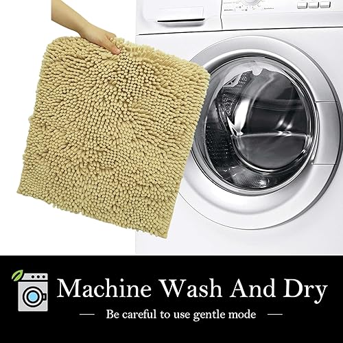 Miniatura 9 de Alfombras de baño de felpilla, superabsorbentes, parte trasera de PVC fuerte antideslizante, tapetes de baño para baño, felpa peluda, gruesa,