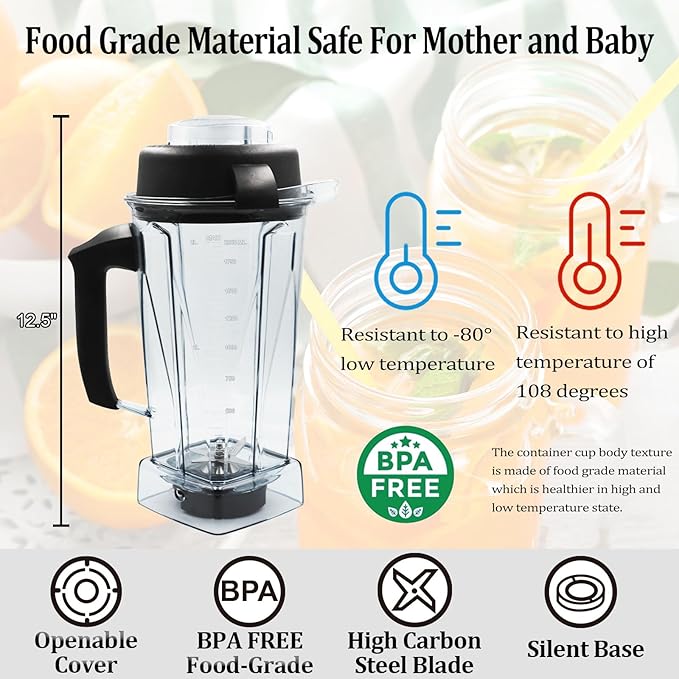 Jarra para licuadora 64oz compatible con Vitamix 5200 5000 5300 6300 miniatura 6