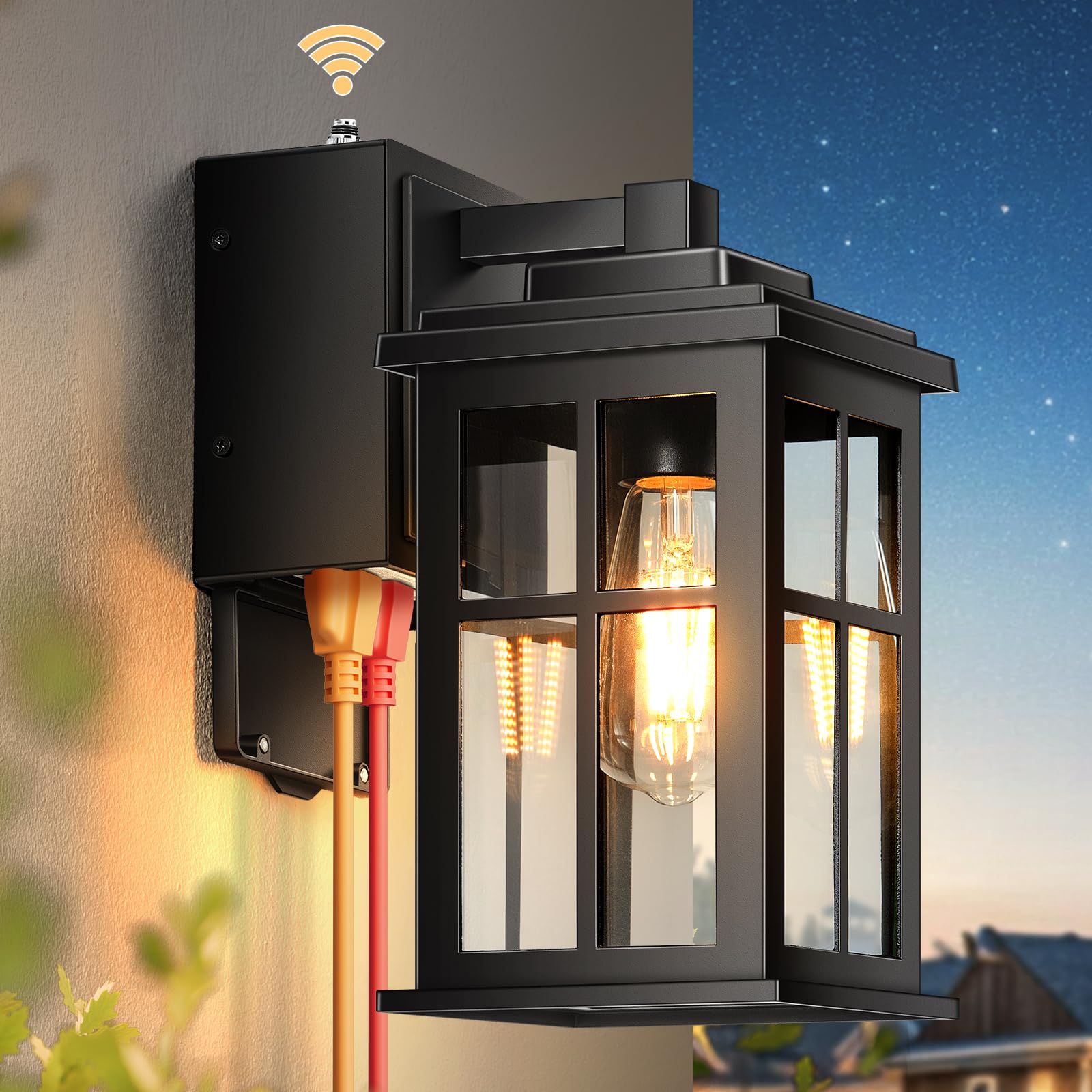 OPAXIS P8150-GF-BK-P1 Porch Light with GFCI Outlet