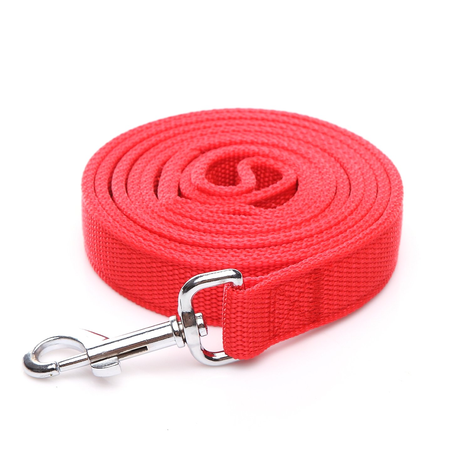 Strong Nylon Dog Leash with 2-Layer, 4 FT/ 6 Feet Long, 1 Inch Wide for Medium Large Dogs (1'' x 7 FT, Red)