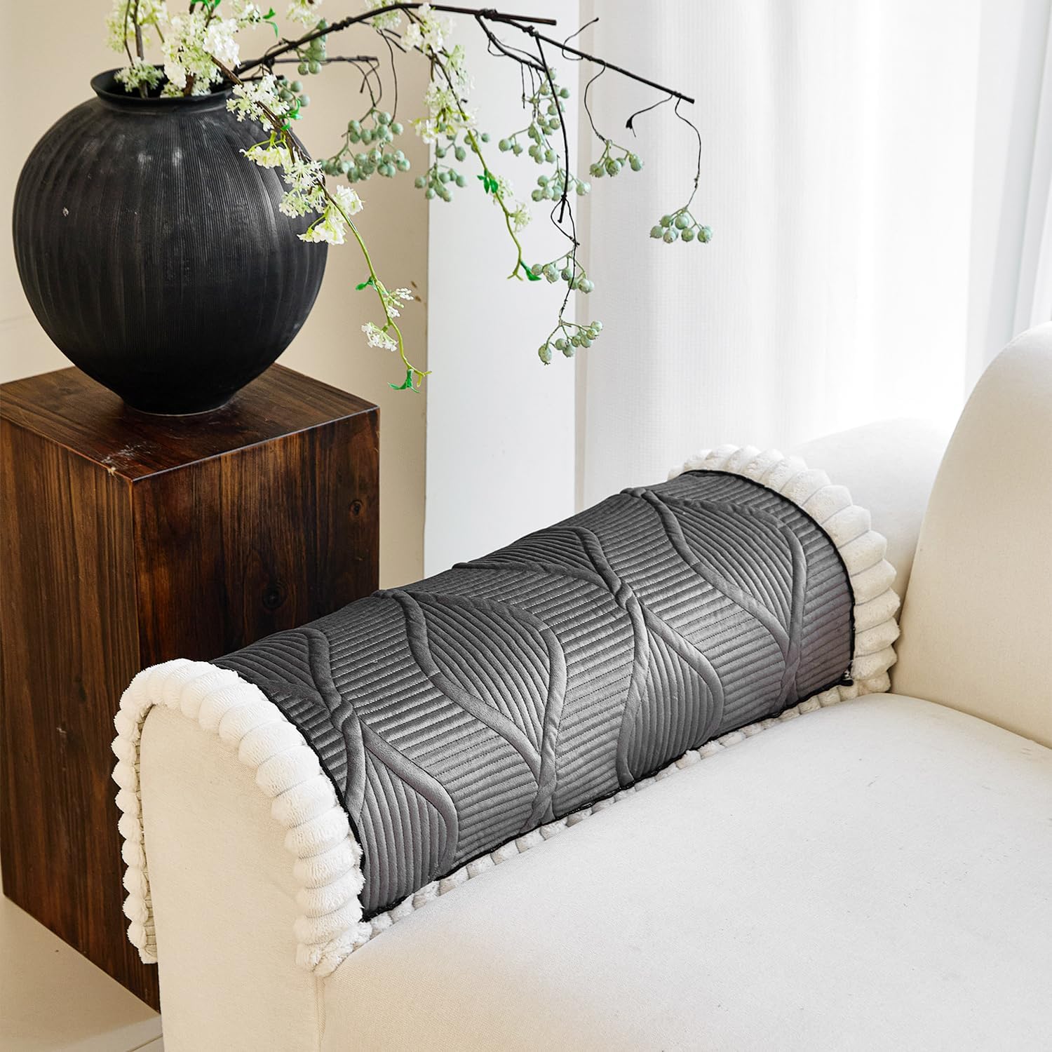BOV Dark Gray 27×59" Washable Dog Sofa Cover – Long Non Slip Couch Cover for Pets, Kids & Everyday Furniture Protection
