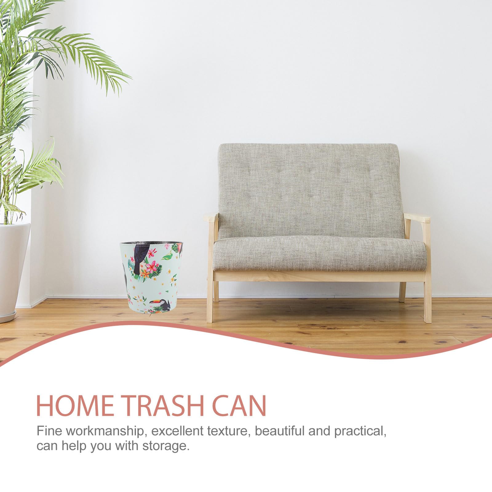 TEHAUX Cubo de Basura de Estilo Retro, Contenedor de Residuos de Cuero, sin Tapa, Fácil de Limpiar, Portátil, para Oficina y Dormitorio, Doméstico