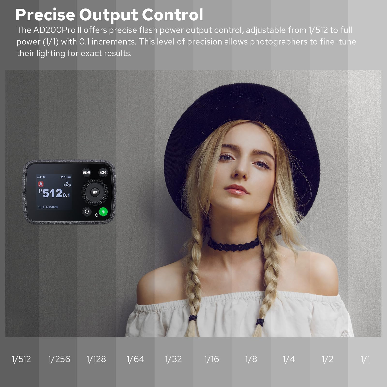 Godox AD200ProII AD200 Pro II Pocket Flash, 200W Flash avec Modeling Lampe Écran Couleur, Support 500 Fois Flashs Puissant, 1/8000s HSS 2.4G TTL Speedlite Outdoor Strobe