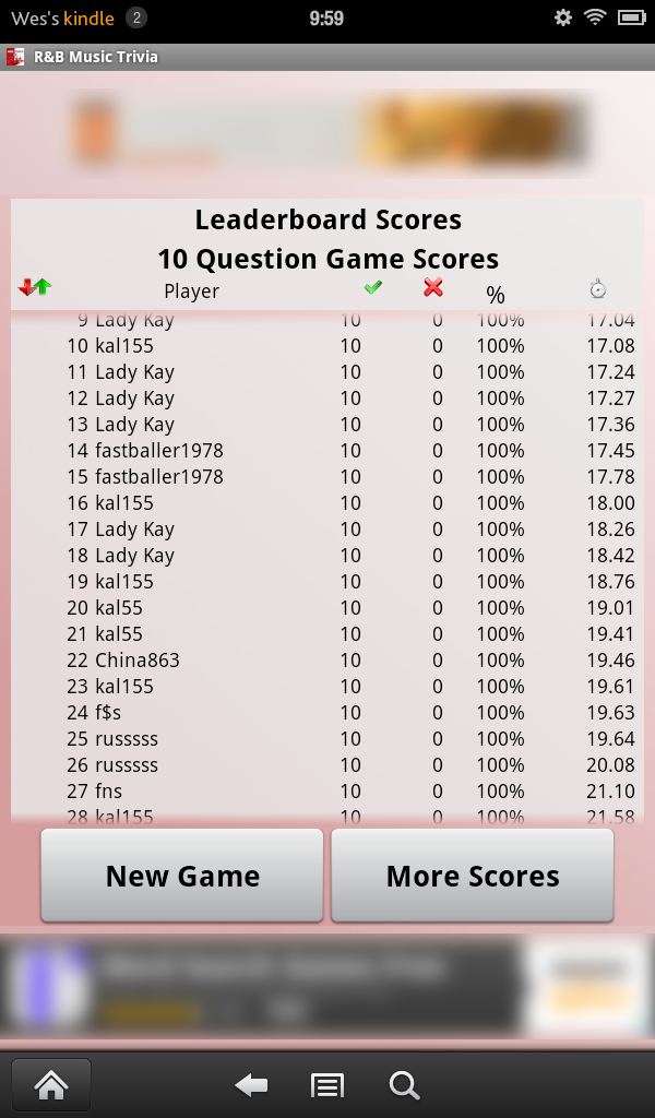 R&B Music Trivia App on Amazon Appstore