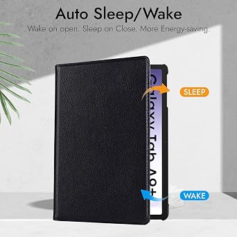 360° Rotating Case Cover for Samsung Galaxy Tab A9 8.7-inch, Black Leather-Style Flip Stand (BLACK)