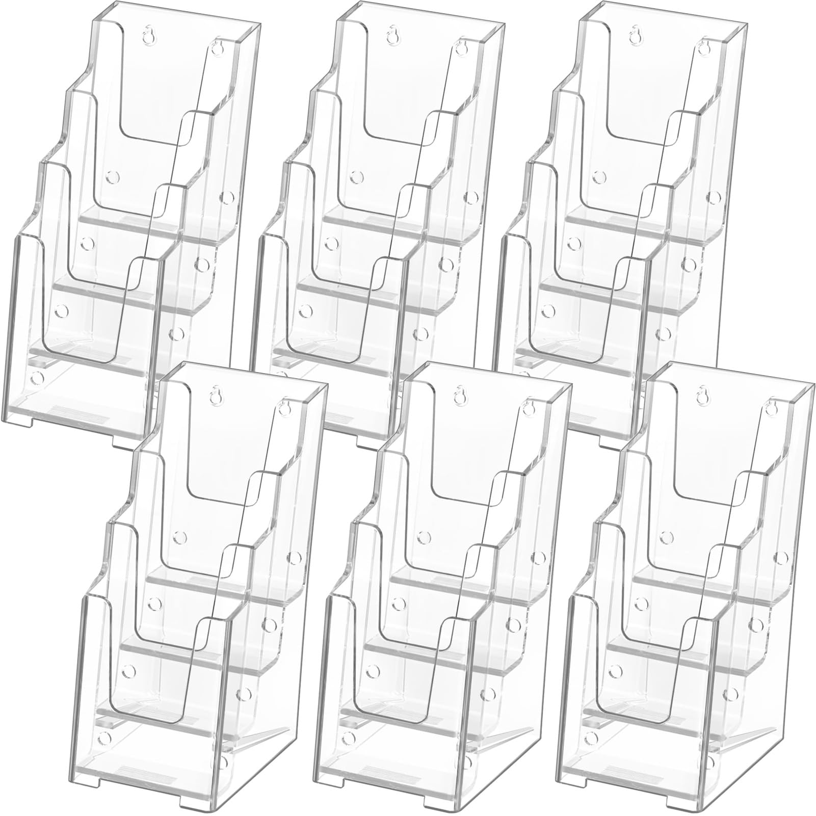 MaxGear Acrylic Brochure Holder, 4 Inch Wide 4 Tier Clear Literature Display Stand, Premium Plastic Pamphlet Holder, Multi-Pocket Wall Mount or