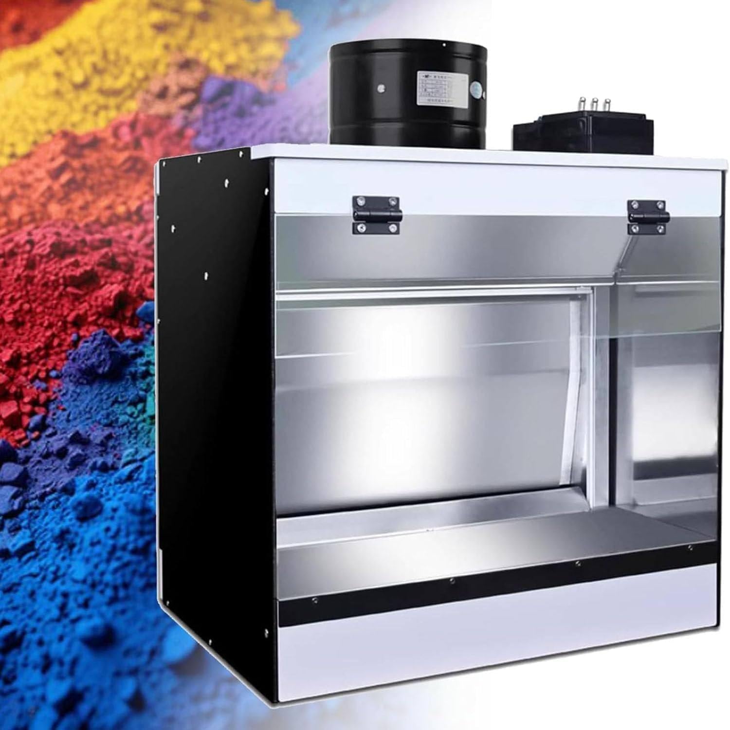 Craft Table Airbrush Booth, Airbrush Spray Booth with Waterfall, with Water Curtain Exhausting Air System, LED Lighting, for Model Cake Nail Art Pottery 50 * 50 * 40cm