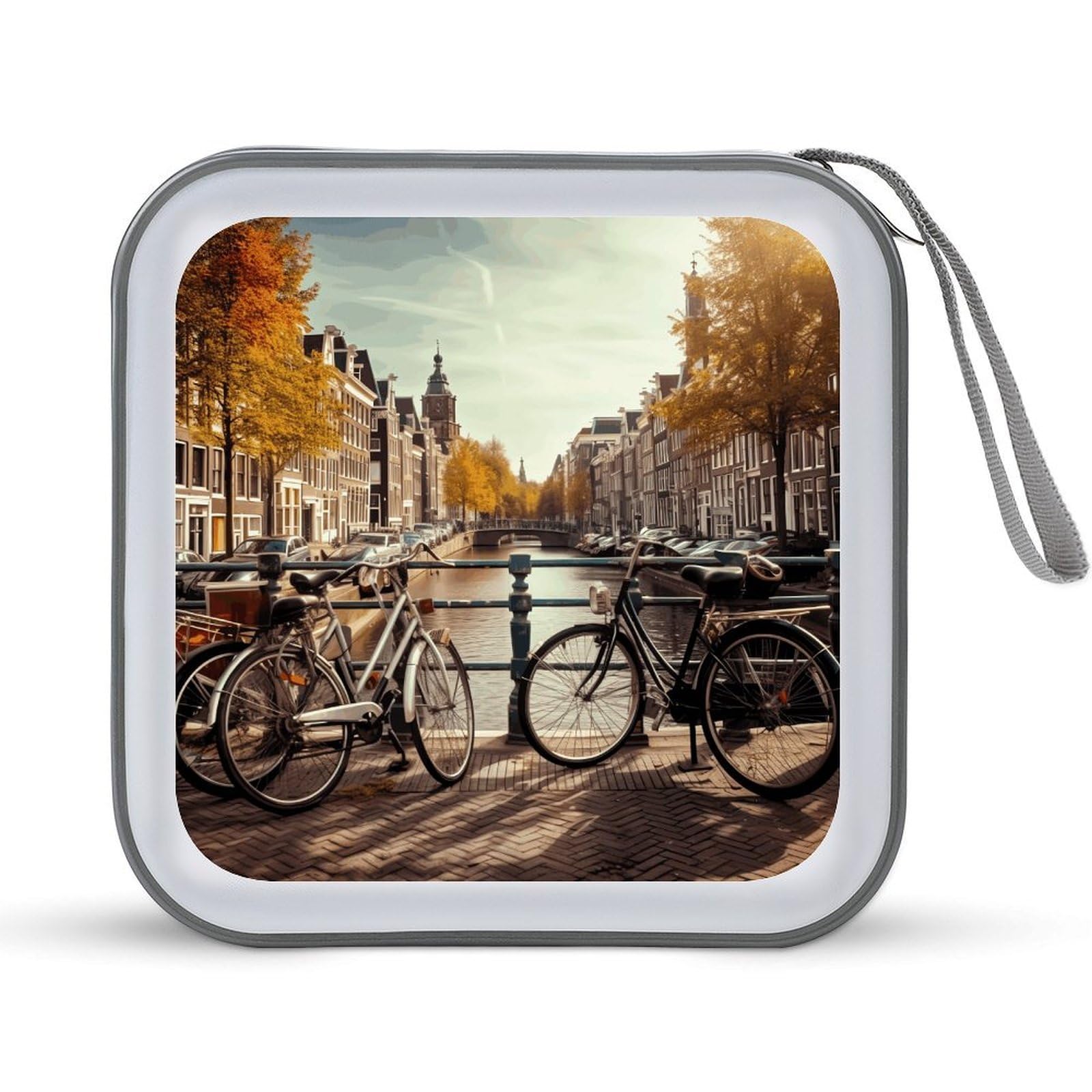 VstaDank Amsterdam Bicycle DVD Case 40 Capacity Protective Storage Organizer Binder Booklet Album Portable Disc Wallet Car CD Disc Holder Hard Plastic CD Case CD DVD Case Holder