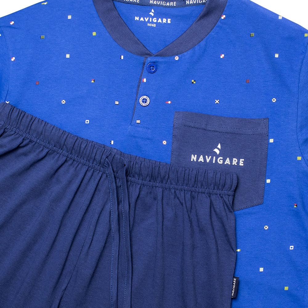 Navigare Pigiama Uomo Lungo in Cotone Jersey | Pigiama Leggero Primaverile ed Autunnale, Comodo e Traspirante | Taglie M, L, XL, XXL | Limited Edition