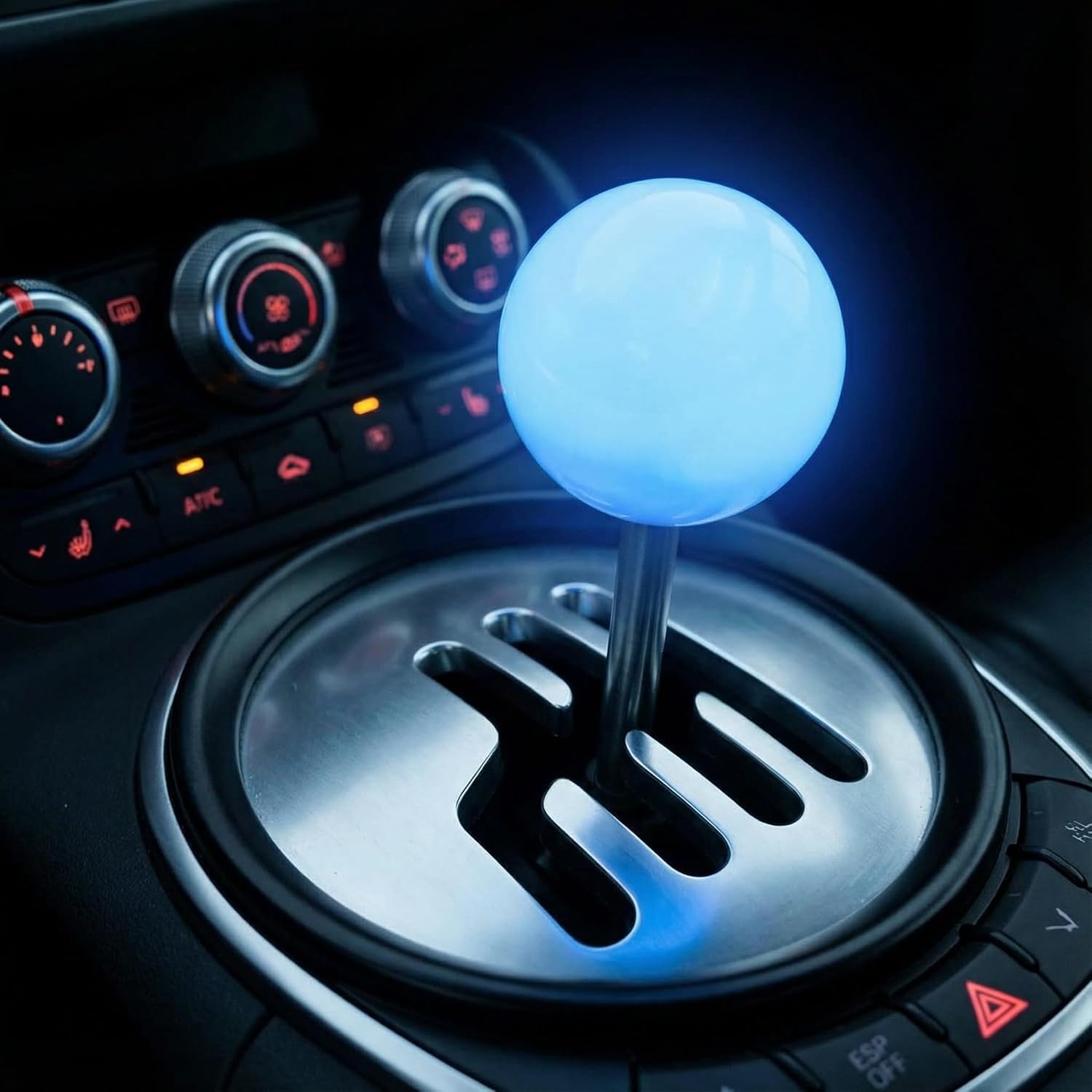HiSport Luminous Shifter Knob Glow Light Round Ball Shift Knob Universal 5 6 Speed with 3 Adapters for Manual Car M 8 * 1.25, M 10 * 1.25, M 10 * 1.5, M 12 * 1.25 (Cream to Blue)