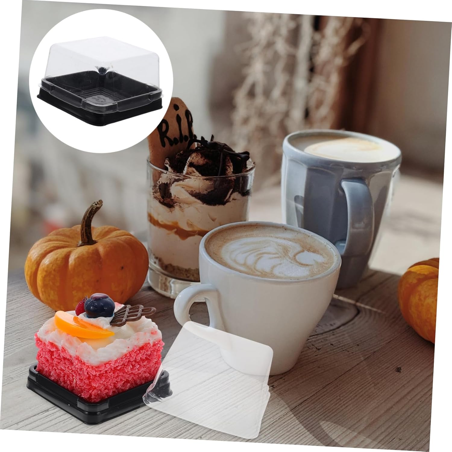 100Pcs Moon Cake Blister Boxes Square 7.7x7.7x4.2cm Cake Plastic Container Dessert Holder for Bakery and Party Supplies