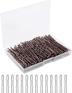 BEoffer 200 Pack U-Shaped Hair Pins Brown 2.4 Inch for Buns Updos French Twists - Non-Damaging Waved Pins with Storage Box