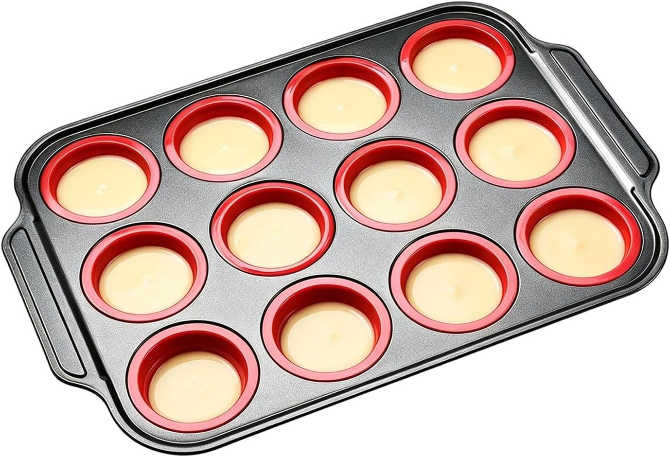 Silicone Muffin Pan, Non-Stick Silicone Design, 21x28cm, Cupcake Baking Mold Tray, Dessert Baking Pan, Heat Resistant, For Dessert Tart Pie Kitchen