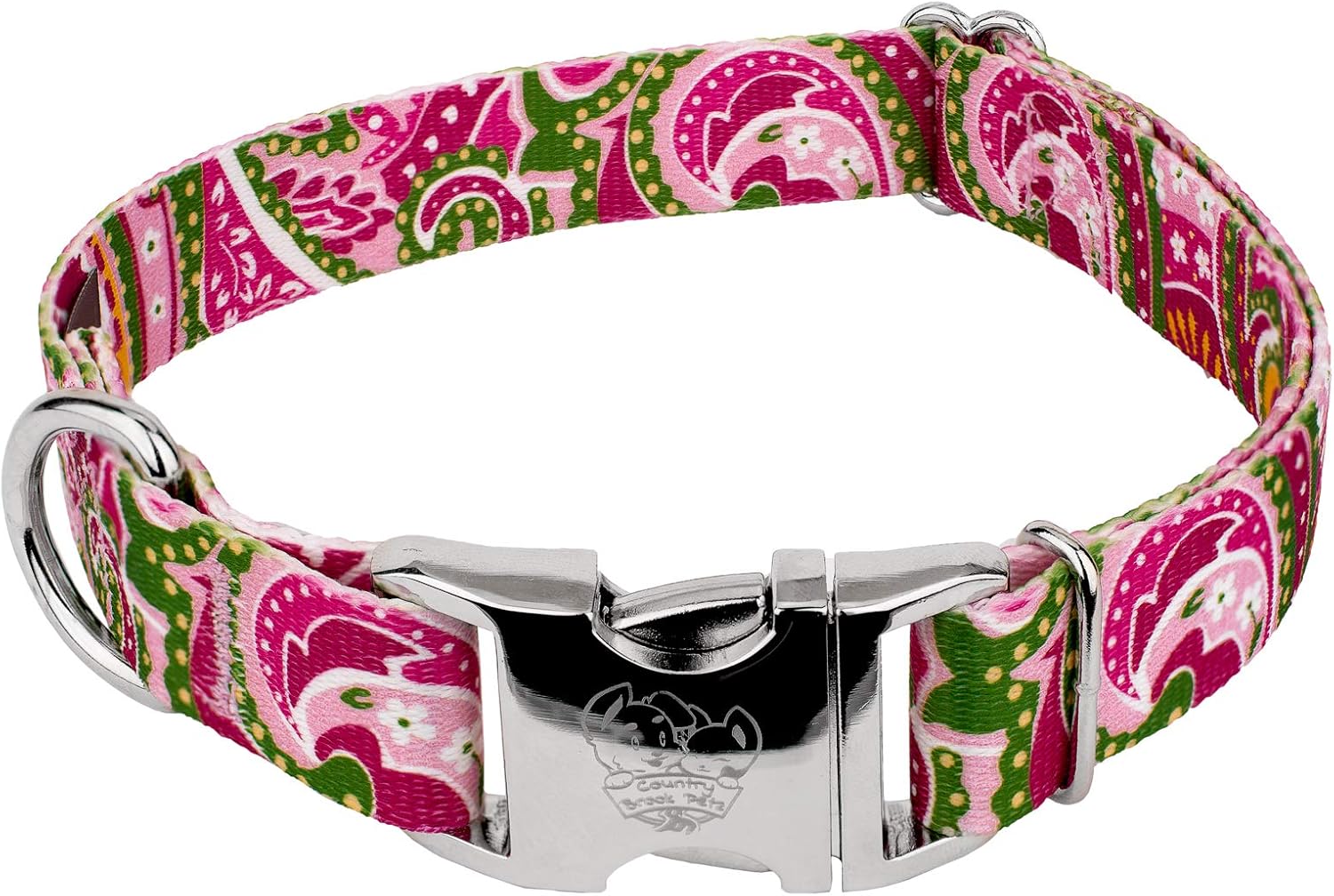 Country Brook Petz Premium Pink Paisley Dog Collar