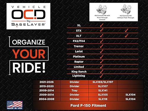 Miniatura 5 de Vehicle OCD - Organizador de consola central para Ford F150 (2004-2008) (solo cambio de piso con asiento de cubo) - Fabricado en Estados Unidos