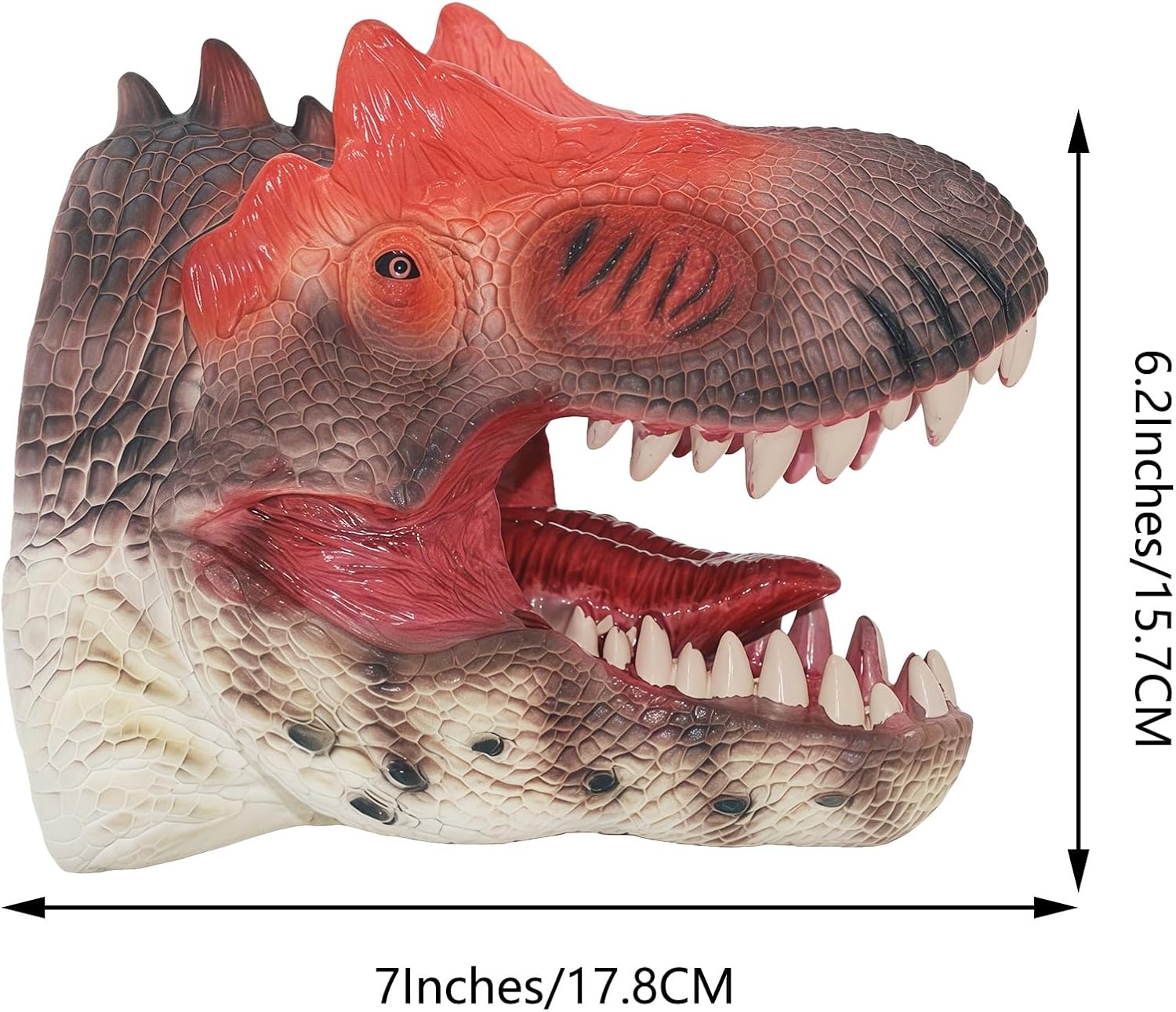 Gemini&Genius Allosaurus Dinosaur Hand Puppet -Scary Toy for Kids- Soft Rubber Dino Head Hand Puppet Toy for Role Play, Storytelling, Cake Topper, Halloween Decoration