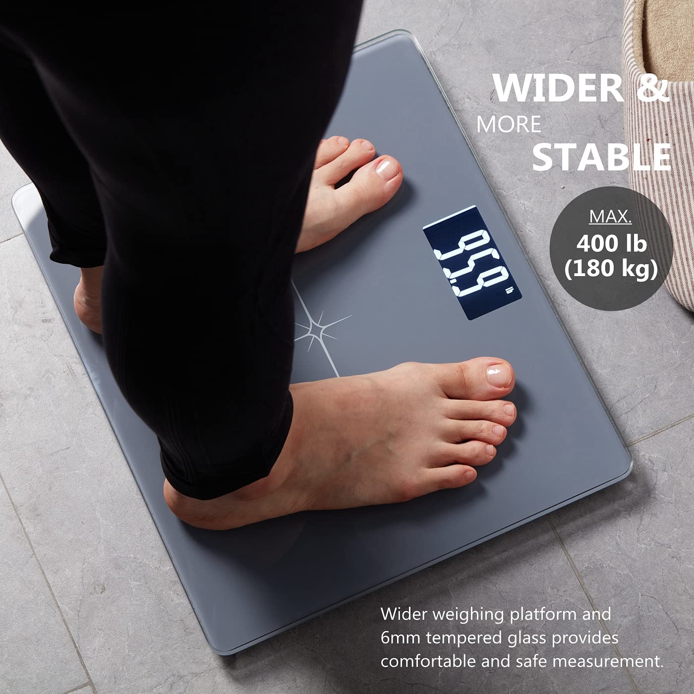 Person standing on NUTRI FIT EB9233 Digital Bathroom Scale for weight measurement