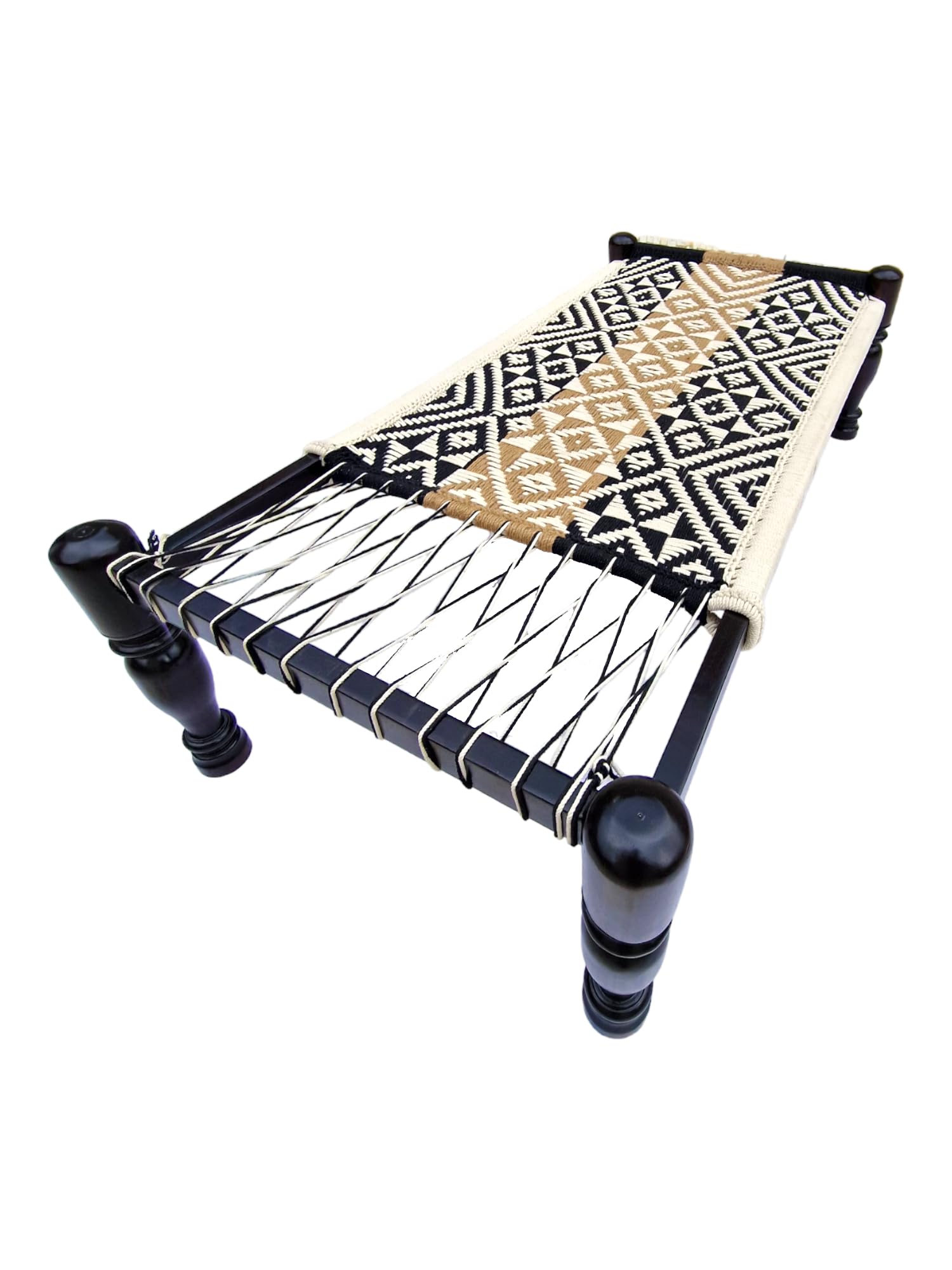 IMPREXIS STORE Wooden Hand-Woven charpai/khaat/Size 4X6 2