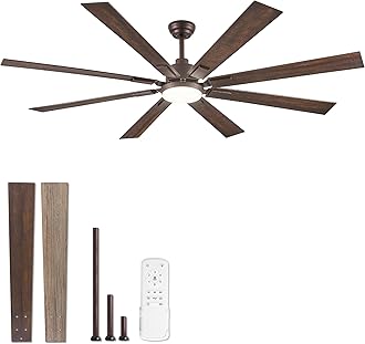 ZMISHIBO 72 inch Oil Rubbed Bronze Ceiling Fans with Lights and Remote, Indoor/Outdoor Farmhouse Ceiling Fan for Living Room Patio, 6 Speed Reversible Quiet DC Motor, 3CCT, Dual Finish Blades
