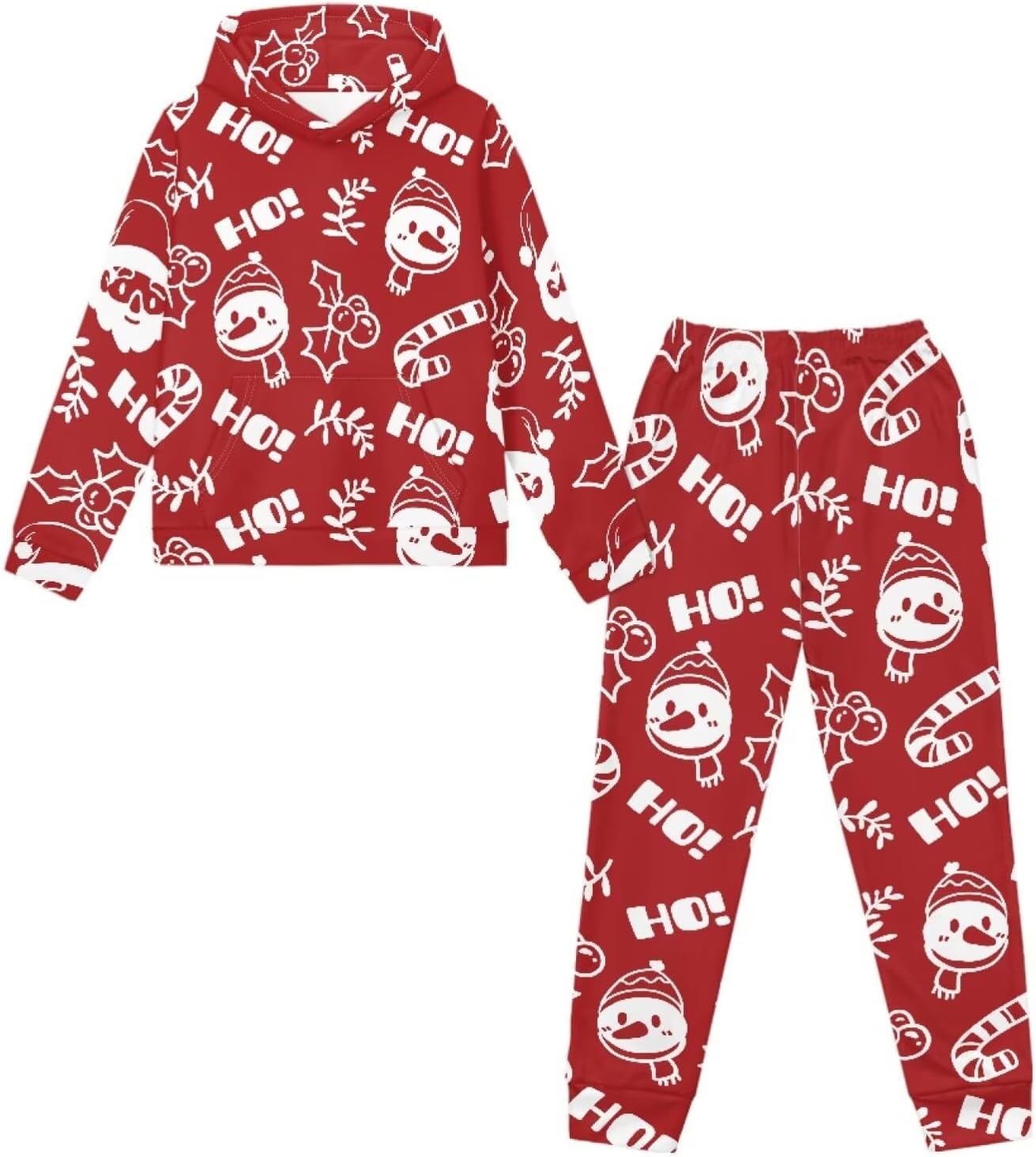 Girls 2 Piece Christmas Outfits Athletic Sweatsuits Sets Boys Tracksuit Pullover Hoodie Kids Clothing 5-12 Y