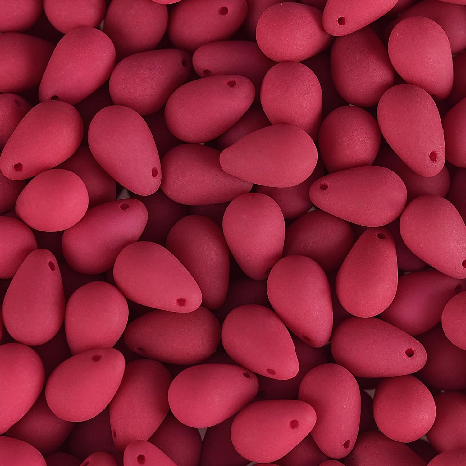 John Bead Czech Glass Beads Drop Strand 6x9mm White Alabaster Velvet Red Lychee, 114pcs