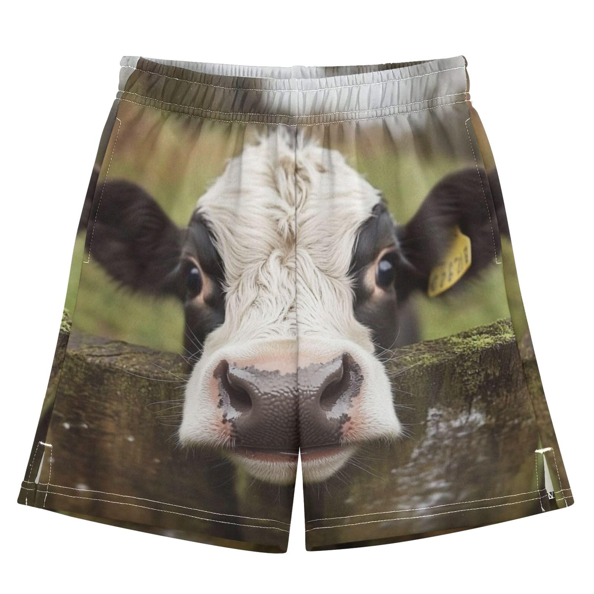 YYZZH Cow Animal Baby Boy Casual Shorts Athletic Shorts Pants with Pockets Multi