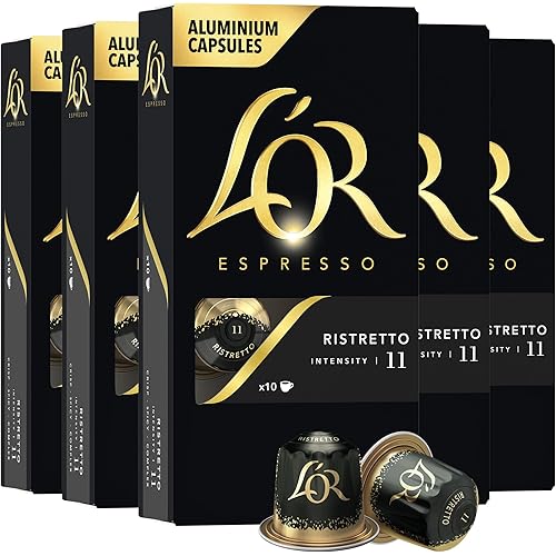 L'OR Espresso Capsules, 50 Count Ristretto, Single-Serve Aluminum Coffee Capsules Compatible with the L'OR BARISTA System & *Nespresso Original Machines, 50 Count (Pack of 1)