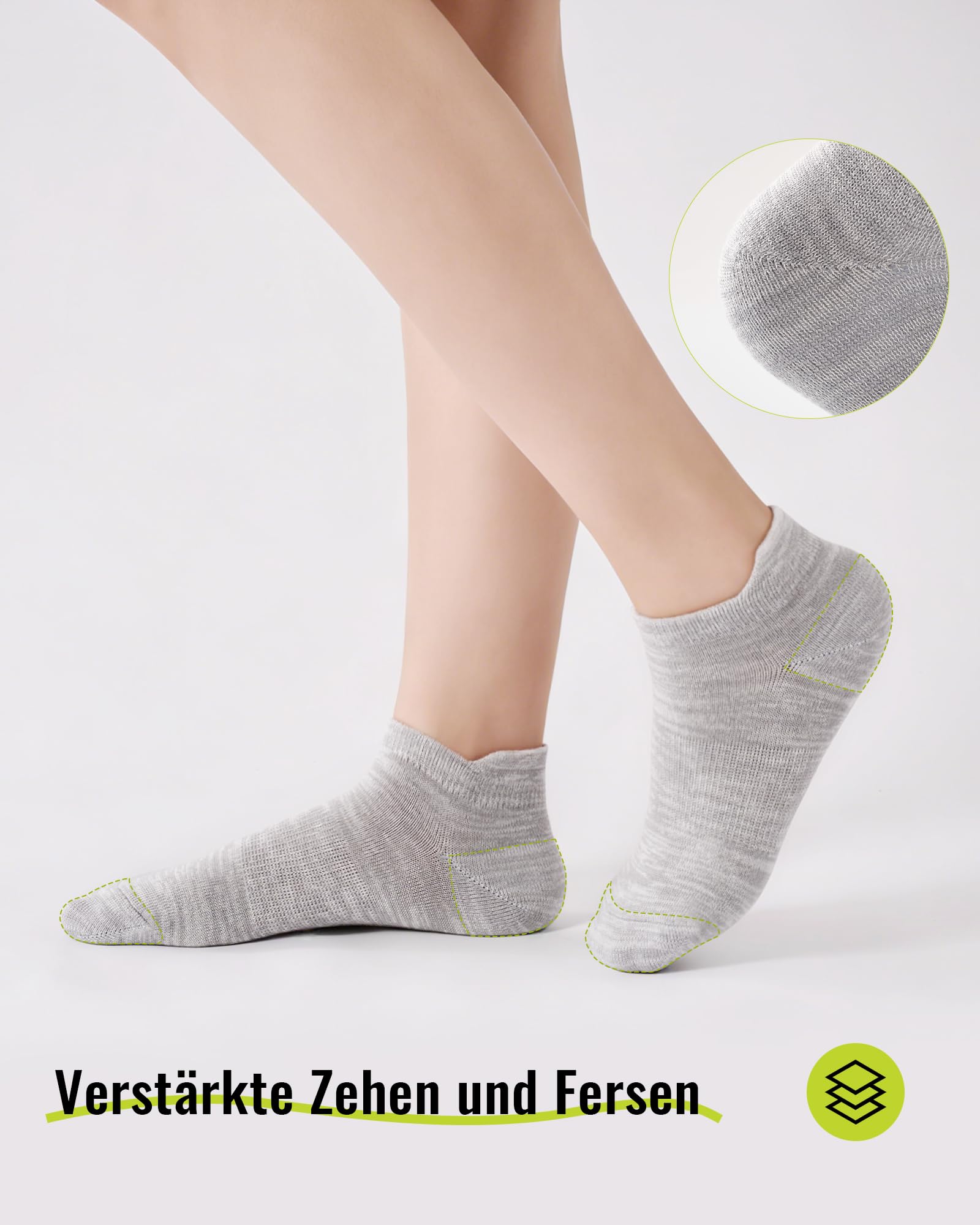 SukModen Calcetines Tobilleros de Bambú, Calcetines Cortos Mujer, Calcetines Transpirables para Deporte, Running y Ciclismo, Anti-Ampollas, Extrasuaves, 6 Pares - 5