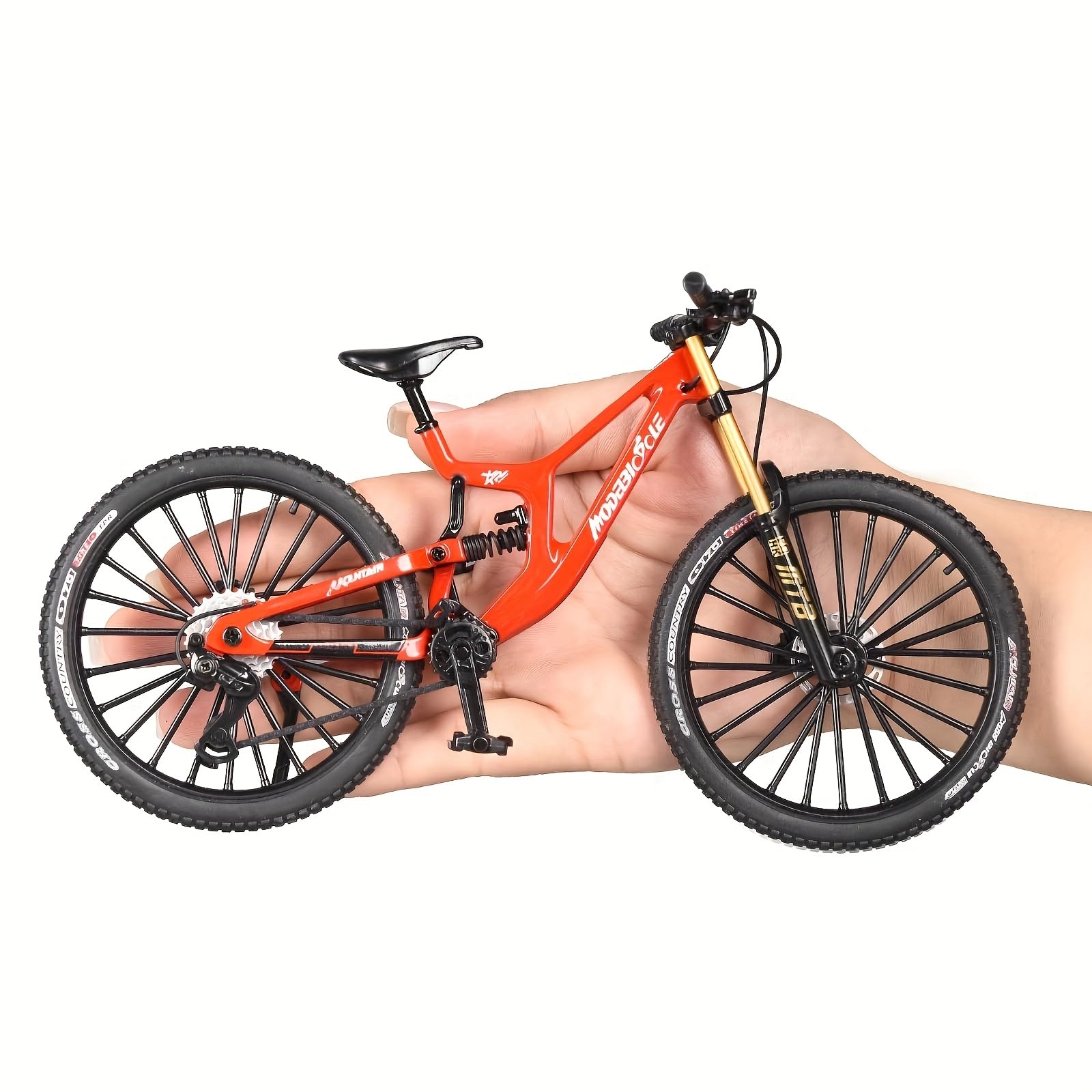 1: 10 ratio die cast alloy mini BMX mountain bike finger bike model toy desktop decoration craft suitable for bike enthusiasts, bike racers, children, boys and girls(red)