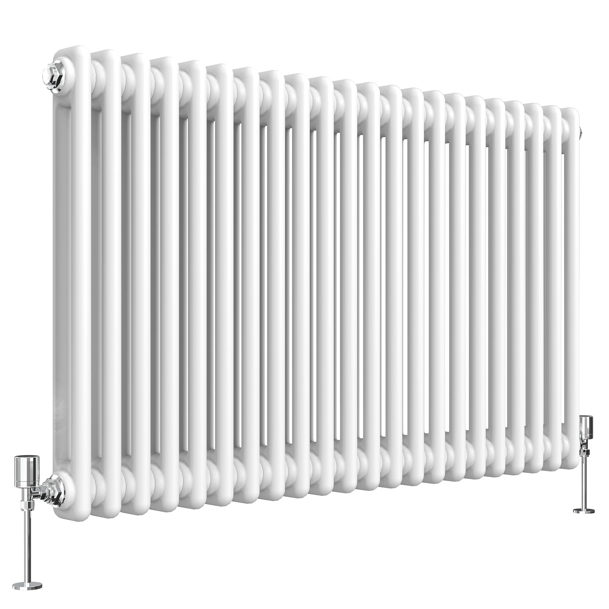 Heilmetz 2 Column Radiator Horizontal Double, 600 x 1010mm Traditional Cast Iron Style 2 Column Radiators White Central Heating Radiator