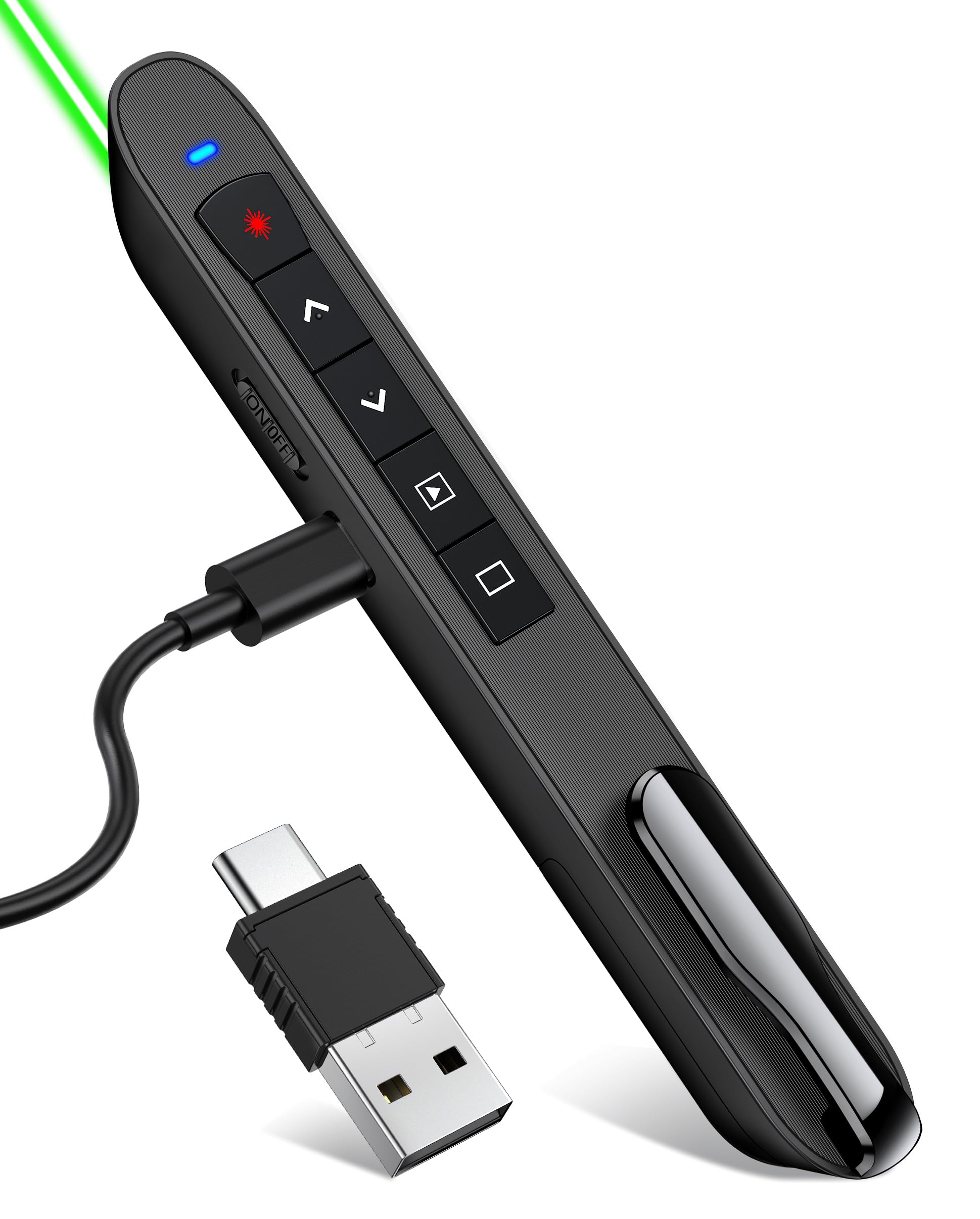Green Light Presentation Clicker for Teachers – USB-C Rechargeable