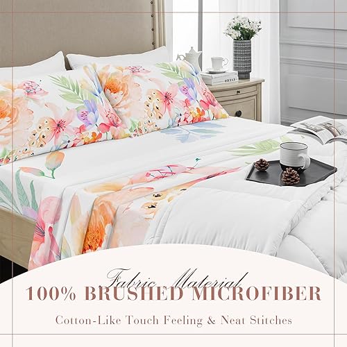 Miniatura 5 de YIYEA Juego de sábanas tamaño Queen, lujosas sábanas de microfibra de doble cepillado de 1800 hilos, calidad hotelera, para cama tamaño Queen, extra